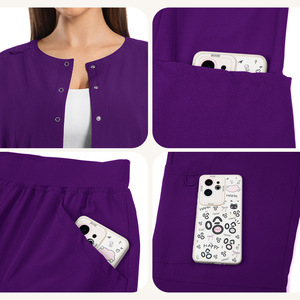 Women Long Sleeve <b>Scrub</b> Set Moisture Wicking Split Uniform Hospital Workwear For Nurses Doctors Professionals - Product Image 4