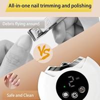 Coupe-ongles électrique 2 en 1, polisseur, écran numérique, 3 vitesses réglables, rechargeable par USB, lumière LED intégrée, collecteur de poussière pour ongles