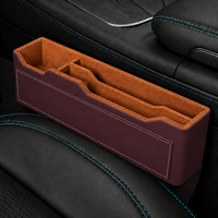 Organisateur universel en cuir PVC pour toutes les voitures, boîte de rangement pour l'espace entre les sièges, avec trou pour câbles, peut contenir des téléphones portables