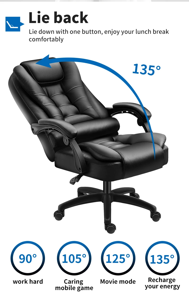 Revolving Luxury Swiveling Office Chair Genuine Leather Executive Chair