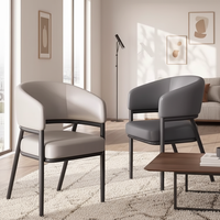 Fauteuil rembourré imperméable moderne en cuir avec pieds en bois - Chaise d'appoint de luxe contemporaine pour salon