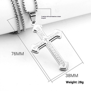 Collar con Colgante de Cruz de Acero Inoxidable con Versículo Bíblico, Joyería Religiosa con Diseño de Jesús, Cadena de Moda Estilo Hip Hop para Hombre, Regalo - Product Image 2