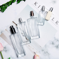 Flacons de parfum rectangulaires en verre personnalisés pour la Foire de Canton, rechargeables, avec bouchon carré en cristal