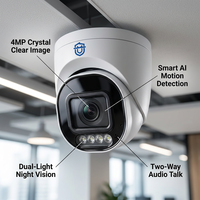 Cámara de Seguridad IP Inteligente con Domo PoE de 4MP, a Todo Color, con Audio Bidireccional, Alarma, Sistema de Monitoreo de Video CCTV, Venta al Por Mayor de Fábrica