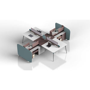 Table de bureau modulaire en bois pour espace de coworking moderne, poste de travail, bureau, 4 places, mobilier de bureau pour le personnel - Product Image 1