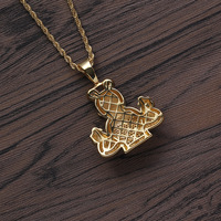 Pendentif porte-monnaie en forme d'animal, collier en laiton et zircon pour couple, homme et femme.