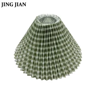 Modern Small Unique Pleated Shade Chinese Collapsible Plaid Lamp Shade For Table Lamp And Pendant Lamp