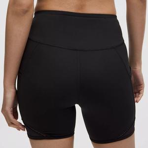 Shorts de sport taille haute pour femme, effet push-up, sans couture, avec logo personnalisé, style cycliste, pour yoga et gym - en Spandex/Nylon, taille élastique, couleur unie - Product Image 5
