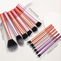 Ensemble de 12 pinceaux de maquillage professionnels à manche long en fibres synthétiques, en forme d'arc, kit complet de pinceaux de maquillage, y compris des pinceaux à poudre