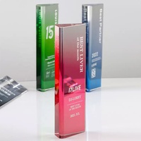 Trophée en cristal personnalisé avec impression couleur sur colonne en verre K9, gravé au laser, pour récompenses, commémorations et cadeaux