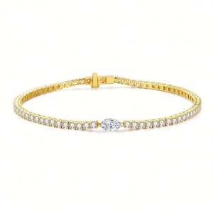 18K Real Gold Lab Grown Diamond AU750 Pulsera fina 0,3 0,5 Quilates Full Diamond Bracelet Row Diamond Tennis Chain - Product Image 2