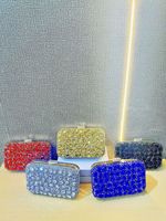 Sac Tendance 2025 Pochette de Soirée Scintillante à Strass Carrée pour Femme Sac à Main Porté Épaule pour Mariage Fête