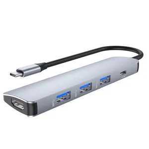 Lega di alluminio tipo-C a 3 * USB 3.0 + PD ricarica rapida 87W e HDTV 4K @ 30HZ Docking station HUB USB C