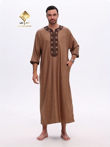 Túnica Árabe Masculina de Alta Gama 2025, con Material Suave Antipilling, Elegantes Mangas Tres Cuartos - Product Image 1