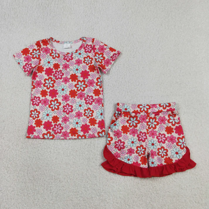 Ensembles de vêtements d'été pour filles, hauts à manches courtes à imprimé mignon et shorts à volants, tenues en 2 pièces, vêtements décontractés pour enfants, à porter au quotidien - Product Image 3