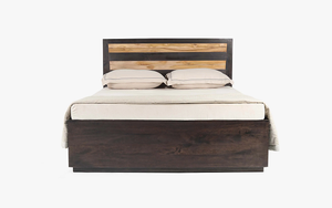 Cama de madera maciza de lujo hecha a mano con diseño personalizado y construcción de alta calidad para la elegancia del dormitorio y la sala de estar - Product Image 4