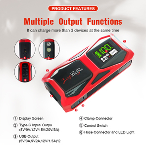 4-in-1 Portable <strong>Mini</strong> Car Jumper <strong>Booster</strong>&amp;Tire Inflator 12V 10000mAh <strong>Battery</strong> Jump Starter Car Jump Starter With Air Pump - Product Image 3