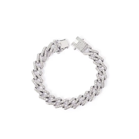 Bracelet chaîne Miami losange 13mm largeur alliage glacé et une rangée de strass Hip Hop