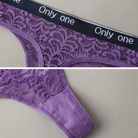 String sexy en dentelle transparente brodée en maille jacquard à taille basse avec logo personnalisé imprimé