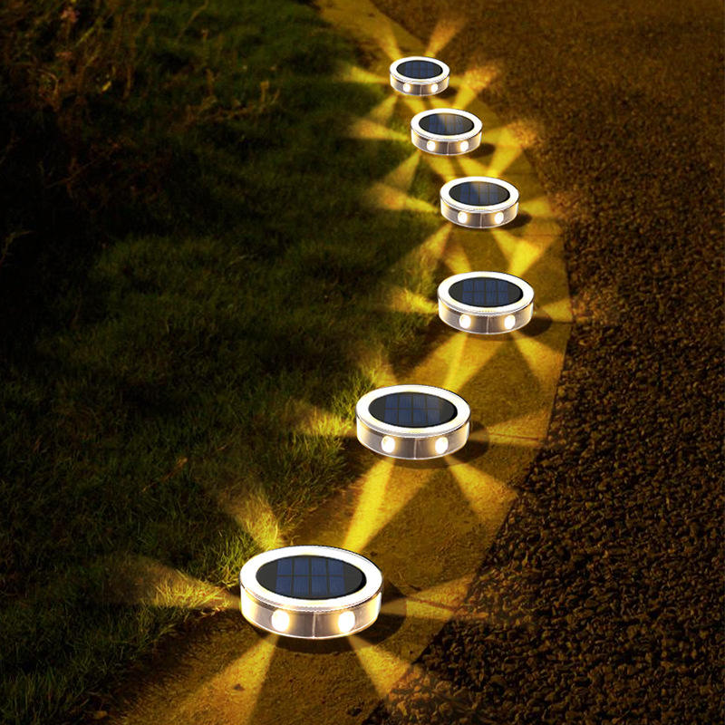 Outdoor Solar Wall Light Waterproof Garden Ground-mounted Lamp Round Petal Deck Fence Lamp Glowing Garden Landscape Lamp