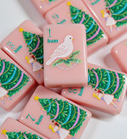 Set Mahjong Akrilik Amerika Motif Nutcracker Ballet Warna Pink Pastel yang Lucu, 160 Ubin Cetak Pola Bunga, Ubin Mahjong Akrilik AS