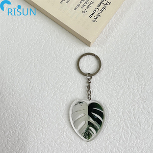 Móc Khóa Acrylic Chất Lượng Cao Giá Rẻ Bán Buôn Móc Khóa Hình Lá Cọ Monstera Màu Xanh Lá Cây Chìa Khóa Acrylic Nhựa Cây Trồng Logo Tùy Chỉnh - Product Image 3