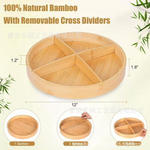 Wooden Round Spice <b>Storage</b> <b>Tray</b> 4 7 Compartments Unfinished Solid Wood Seasoning Organizer For Kitchen Tabletop Use - Product Image 5