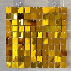 Wedding 30*30cm <strong>Golden</strong> PET Sequin Background Wall Board Balloon Square Shimmer <strong>Panel</strong> for Party Birthday Backdrop Stage Decor - Product Image 2