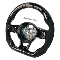 Direktverkauf Schwarzes Carbonfaser-Wildleder LED Sportlenkrad nach Maß, geeignet für perforiertes MK6 GOLF JETTA
