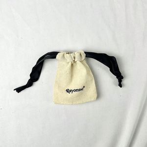 Recyclable Eco-Friendly Cotton Canvas Gift <b>Pouch</b> with <b>Drawstring</b> and Screen Printed Custom Logo for Jewelry Watch & Eyewear - Product Image 6