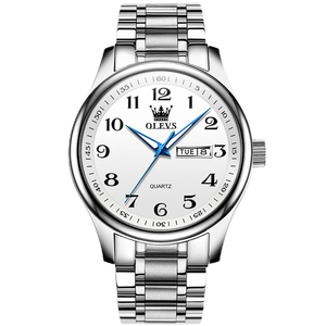 Reloj de cuarzo 5567 rentable para hombre, correa de acero inoxidable a la moda, relojes de pulsera para hombre, manecillas luminosas, reloj de negocios con fecha automática - Product Image 2