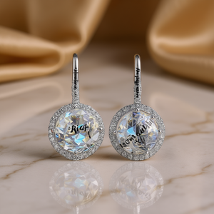 Pendientes elegantes de plata 925 con cristal redondo y diamantes de imitación, joyería clásica de boda para mujer - Product Image 2