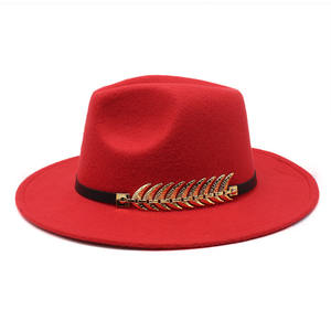 Chapeau Fedora Classique Élégant en Feutre pour Homme, Style Britannique Vintage, à Large Bord Plat, avec Chaîne, pour Femme et Homme, Vente en Gros - Product Image 4