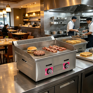 Plaque de cuisson à gaz professionnelle à double brûleur, sans fumée, pour la préparation d'œufs frits et de poitrines de poulet - Product Image 5