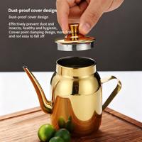Bouteille à huile en acier inoxydable 304 avec bec verseur fin, récipient à huile anti-fuite au design moderne pour cadeaux promotionnels