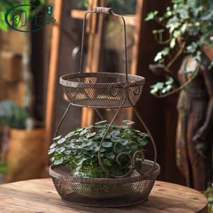 Maceta Redonda Colgante de Hierro Forjado Estilo Europeo Antiguo, de Múltiples Niveles, para Plantas de Escritorio, Decorativa y Transpirable - Product Image 1