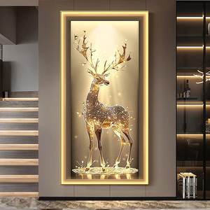 Décoration murale LED, peinture sur verre, motif <span class=keywords><strong>cheval</strong></span>, style luxueux, peinture unique sur verre trempé, décoration murale en porcelaine de cristal - Product Image 2