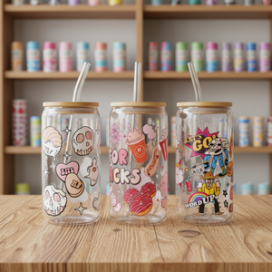 Nuovo Design Personalizzato Impermeabile 16oz UV DTF Adesivi Decorativi in Vinile <span class=keywords><strong>per</strong></span> Etichette Artigianali da Imballaggio <span class=keywords><strong>per</strong></span> Bicchieri in <span class=keywords><strong>Vetro</strong></span> - Product Image 1