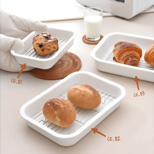 Juego de Platos para Hornear de Cerámica de Gres <span class=keywords><strong>Blanco</strong></span> Rectangular <span class=keywords><strong>Grande</strong></span> de 9, 10, 13 y 17 Pulgadas, Apilables, Aptos para Horno, con Rejilla de Acero Inoxidable - Product Image 4