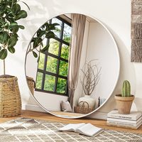 Miroir rond noir doré écologique HD Miroir de salle de bain 20 pouces Miroir mural à cadre en métal doré