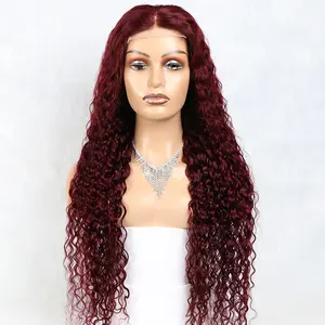 99J Color Water Wave Transparent 13X4 Lace Closure Wig Virgin Brazilian Full Frontal Lace Wig Water Curly Human HairWig