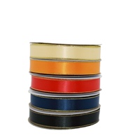 Ruban en polyester à double bordure dorée en gros pour emballage cadeau, fleurs, boîtes à gâteaux, fruits, 45 mètres, ruban satiné