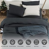Housse de couette en lin français délavé à la pierre King Size 100% 1 housse de couette et 2 taies d'oreiller ensemble de housse de couette en lin