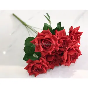 Bunga Dekorasi Bunga Mawar Merah Buatan, Grosir Banyak Warna Murah