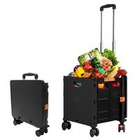 Chariot de courses pliable portable en plastique à quatre roues avec personnalisation OEM, chariot de rangement pour outils