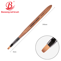 Pinceau artistique de haute qualité 8 mm avec poils en nylon PBT importés et manche en bois brun, pinceau liner par le fabricant de pinceaux à ongles BW7-8