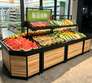Étagère de présentation de fruits et <span class=keywords><strong>l</strong></span>égumes noire haute capacité - Idéale pour les supermarchés, les épiceries et les magasins d'aliments biologiques - Product Image 4