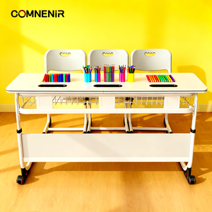 โต๊ะเรียนนักเรียนแบบสามที่นั่งอเนกประสงค์ประสิทธิภาพสูง พร้อมเก้าอี้นักเรียน โต๊ะและเก้าอี้โรงเรียน - Product Image 1