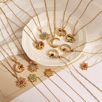 Collares de Acero Inoxidable Vintage al por Mayor, Serie Sol, Luna, Estrella y Corazón, Colgantes de Piedra Natural y Circonio, Joyería Boho para Mujer