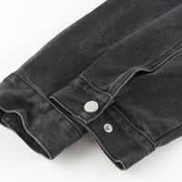 Vente en gros de vestes en jean pour hommes, personnalisables, en coton effet vieilli, style trucker, style western, noires, zippées, coupe ajustée, vierges, décontractées